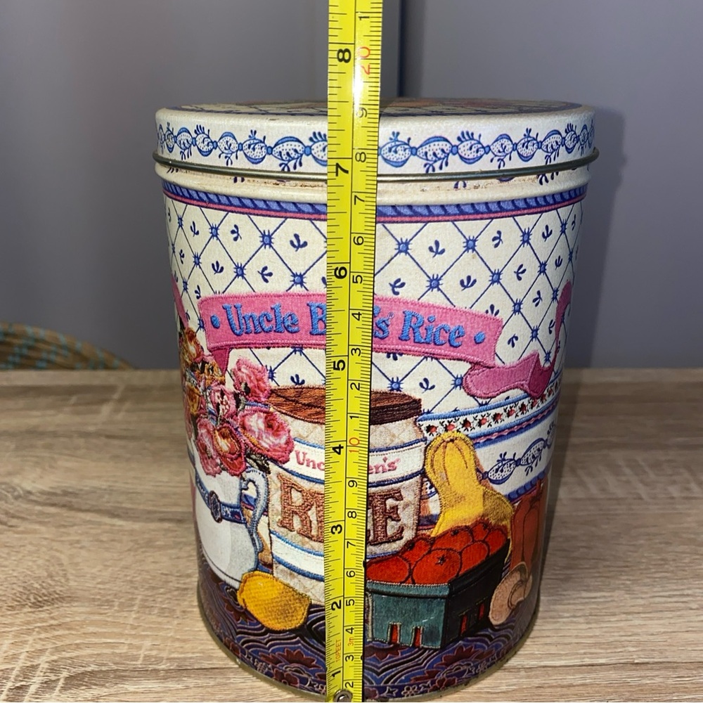 Vintage 1987 Uncle Ben’s Rice Tin Canister Kitchen Decor 7.25” Farmhouse Cottage - Picture 7 of 9